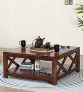 Aesthetic Wooden Handmade Solid Sheesham Wood Coffee Table - WoodenTwist